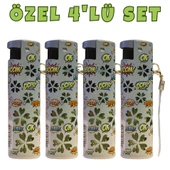 Hunter Turbo Jet Alevli Işıklı Metal Çakmak 4’lü Set – Doldurulabilir LED Işıklı ((32-4B1) thumbnail 1