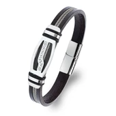 Deri Kordonlu Çelik Halat Erkek Bileklik 31834B17D6 thumbnail 1