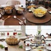 DÖRTLÜ METAL SUNUM VE NİHALE SETİ  BÜYÜK NİHALE, SOSLUKLU  SUNUMLUK, EKMEK-MEYVE SEPETİ, KÜÇÜK NİHALE thumbnail 3