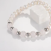 MK TASARIM Gerçek İnci Pembe Kuvars Taşı Bileklik MKT.5.10001.1 thumbnail 5