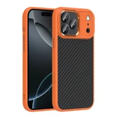 iPhone 17 Pro Max Kılıf Kablosuz Şarj Özellikli Karbon Fiber Görünümlü Truva Silikon Kapak thumbnail 2