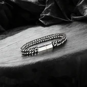 Çift Sıra Otantik Çelik Zincir Bileklik 31835B2D2 thumbnail 4