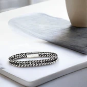 Çift Sıra Otantik Çelik Zincir Bileklik 31835B2D2 thumbnail 5