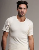 Hasyün Erkek %75 Yün KısaKollu Fanila Atlet Ve Uzun Don İçlik Takım 100/101E - 1 Set  L Ekru thumbnail 3