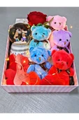 Romantik Hediye Kutusu Işıklı Kalpli Mesajlı Kar Küresi ve Peluş Ayıcıklarla Dolu Sevgiliye Hediye thumbnail 1