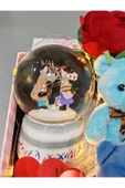 Romantik Hediye Kutusu Işıklı Kalpli Mesajlı Kar Küresi ve Peluş Ayıcıklarla Dolu Sevgiliye Hediye thumbnail 6