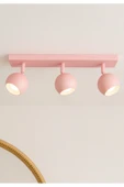 3lü üçlü Pembe Gövde Küre Hareketli Başlık GU10 Tasarruflu Led Tavan Spot Avize Çocuk Bebek Odası thumbnail 2