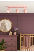 3lü üçlü Pembe Gövde Küre Hareketli Başlık GU10 Tasarruflu Led Tavan Spot Avize Çocuk Bebek Odası thumbnail 1