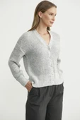 Payet Detaylı Yünlü Triko Hırka - Gri thumbnail 4