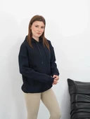 3 iplik şardonlu kapşonlu swetshirt lacivert md63 thumbnail 3