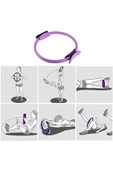 Pilates Çemberi Kaymaz Tutma Pedli Yoga Plates Egzersiz Halkası Ring İç Bacak Kalça Hareket Bandı thumbnail 6