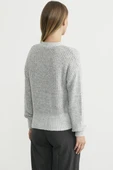 Payet Detaylı Yünlü Triko Hırka - Gri thumbnail 6