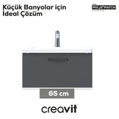 D10 Eksen Lavabo Dolabı Çekmeceli 65 cm Antrasit Melamin thumbnail 3