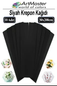 Krapon Kağıdı Siyah Renk 10 Adet 50x200 cm Grapon Kağıdı 10'lu Okul Proje Sınıf Anaokulu Kreş Süsleme thumbnail 1