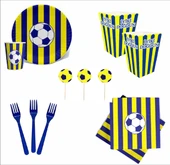 Taraftar Sarı Lacivert 8 Tabak, 8 Bardak, 8 Mısır Kutusu, 10 Peçete, 10 Çatal, 10 Kürdan thumbnail 1