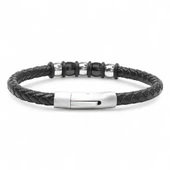 Orijinal Deri ve 316L Çelik Siyah Erkek Bileklik 31834B21D1 thumbnail 6