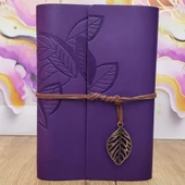 Yaprak Desenli Çizgisiz Deri Defter thumbnail 1