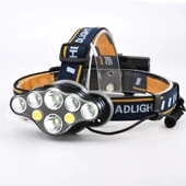 Güçlü USB Şarj Edilebilir Profesyonel 8 Modlu 6000 Lümen 8 LED Su Geçirmez Kafa Lambası thumbnail 2