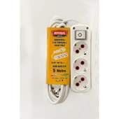 Amiral 3' lü Topraklı Anahtarlı 5 Metre Kablolu Grup Priz thumbnail 2