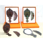 Tavuskuşu Katlanabilir Ayna Ve Tarak Seti Orta Boy thumbnail 1