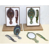 Tavuskuşu Katlanabilir Ayna Ve Tarak Seti Büyük Boy thumbnail 2