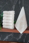 Çınar Jakarlı 6’lı Kadife Pamuklu El ve Yüz Havlu Seti 30x50 cm - 00434- Gold thumbnail 1