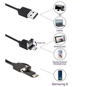 Endoskop 3 in 1 Yılan Kamera USB Micro Usb Type-C 5M Sert Kablo thumbnail 2
