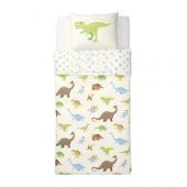 Tek Kişilik Çocuk Nevresim Takımı IKEA Çift Taraflı,Dinazor Figürlü-150x200-Çarşafsız - 3