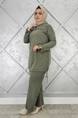 KADIN TAŞ DETAYLI MANŞETİ BAĞCIKLI TESETTÜR TAKIM thumbnail 2