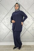 KADIN TAŞ DETAYLI MANŞETİ BAĞCIKLI TESETTÜR TAKIM thumbnail 4