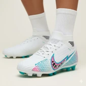 Beyaz/pembe/turkuaz Bilekli Futbol Kramponu | Profesyonel Halı Saha & Çim Saha Ayakkabısı 585 thumbnail 1