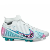 Beyaz/pembe/turkuaz Bilekli Futbol Kramponu | Profesyonel Halı Saha & Çim Saha Ayakkabısı 585 thumbnail 3