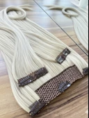 Kadınca Peruk - Wavy (150 Gr) Platin Yarım Ay İki Yan 3 Parça Set thumbnail 1