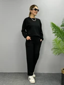 Kadın Uzun Kollu Bisiklet Yaka Viskon Iki Iplik Bluz Ve Pantolon Ikili Takım thumbnail 5