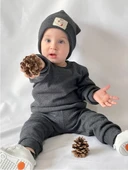 MiaBaby Pamuk Bereli 3'lü Takım Bebek ve Çocuk Antrasit thumbnail 2