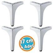 Mobilya Ayağı Dayanıklı Modern Tasarım Koltuk Sehpa Masa TV Ünitesi 17 cm Krom Gümüş Metal 4 Adet thumbnail 1