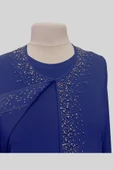 Kadin Buyuk Beden Taşlı Saks Mavi Anne Abiye Takım thumbnail 8