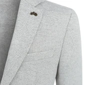 Erkek Karyağdı Desenli Slim Fit Blazer Ceket – Mavi & Gri – Şık Günlük ve Ofis Kombin thumbnail 4