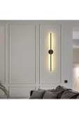 Netzy Modern Premium Kablosuz Pilli Gün Işığı Led Aplik – Siyah 70cm | Montajsız Duvar Lambası (Pil Dahil) thumbnail 3