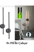 seyyah Modern Dekoratif çubuk ledli Pilli Led Duvar Aplik siyah 70 Cm ( 1 Adet ) thumbnail 1
