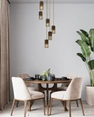 AVONNI AV-60265-6ET Eskitme Kaplama Modern Avize E27 Metal Ahşap 40cm thumbnail 2