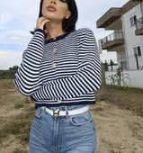 Hipatu İnce Çizgili Altın Düğme Hırka (1780) thumbnail 3