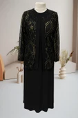 Siyah Deste Büyük Beden Ceketi Dantelli Anne Abiye Takım thumbnail 1