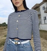 Hipatu İnce Çizgili Altın Düğme Hırka (1780) thumbnail 1