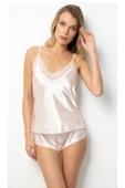 Doremi saten şortlu takım Ekru L/XL thumbnail 2