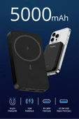 9010-S 5000mAh MagSafe Powerbank / Kablosuz + Kablolu 15W/20W/22.5W Hızlı Şarj / Güçlü Manyetik thumbnail 1