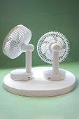 Kfan-7607 Şarjlı Beyaz Ayarlanılabilir Mini Fan Masa Üstü Vantilatörü Usb Soğutucu Sessiz Fan thumbnail 2