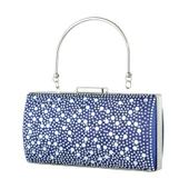 Erkan Saçmacı Lacivert Saten Damla Kristal Taşlı Metal Saplı Zincirli Abiye El Çantası thumbnail 1