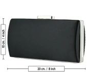 Erkan Saçmacı Siyah Saten Damla Kristal Taşlı Metal Saplı Zincirli Abiye El Çantası thumbnail 3