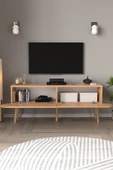 Tv Sehpası 2 Kapaklı Tv Sehpası Düşer Kapaklı TV Ünitesi Televizyon Sehpası 120 Cm Sicilya Çam thumbnail 3